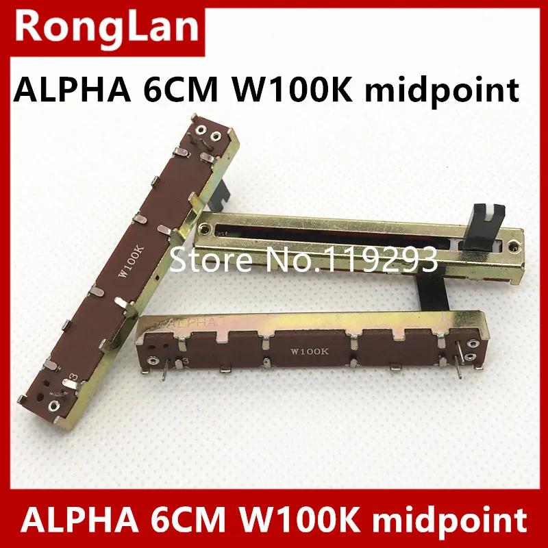 [BELLA]ALPHA 6 cm Single fader potentiometer W100K handle length 15MM belt midpoint--10PCS/LOT