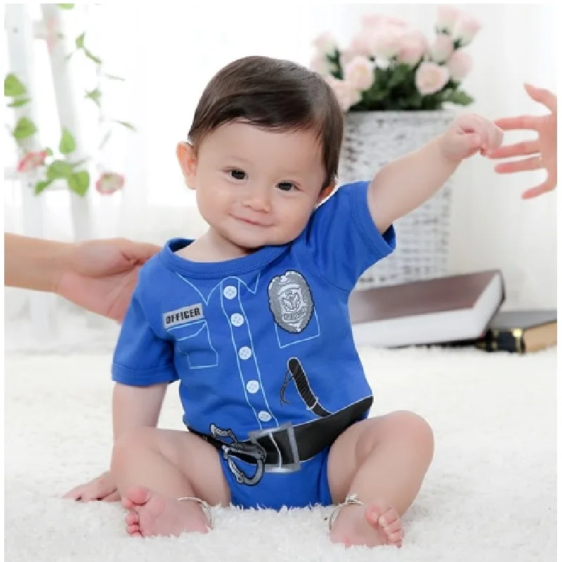 Fashion Baby Boys Clothing Bodysuits Baby Girl Bodysuit Short Fire Rescue Fireman Costumes Top Quality baby summer jumpsuit