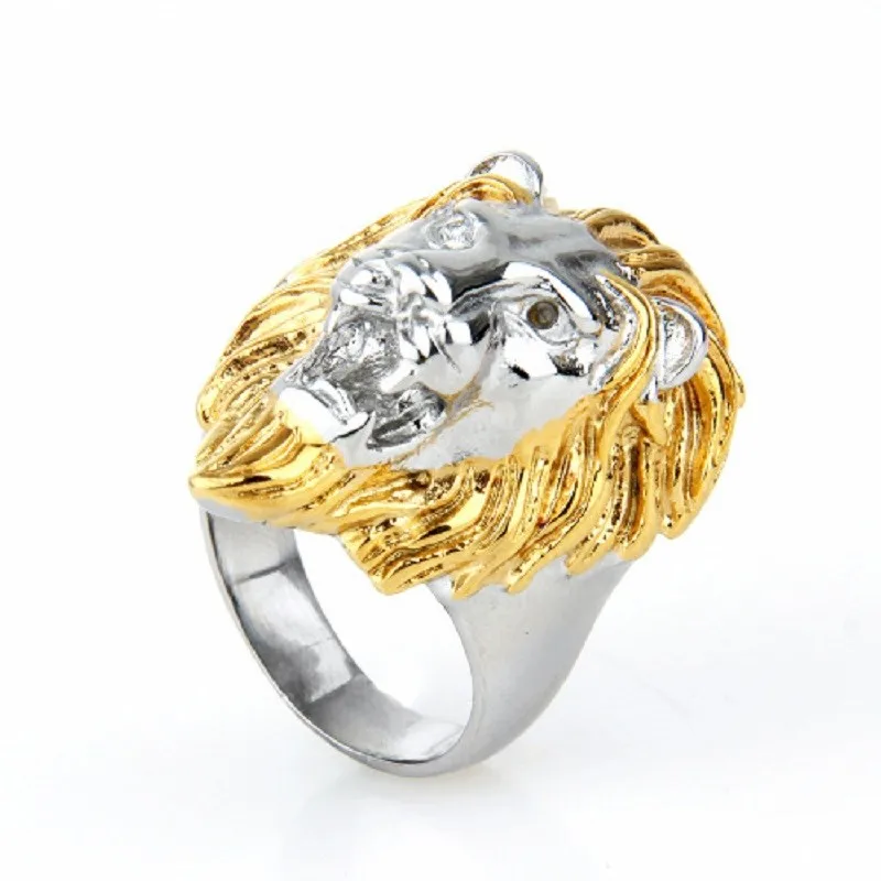 Men \'s Stainless Steel Gloves Titanium Steel Lion Head Ring