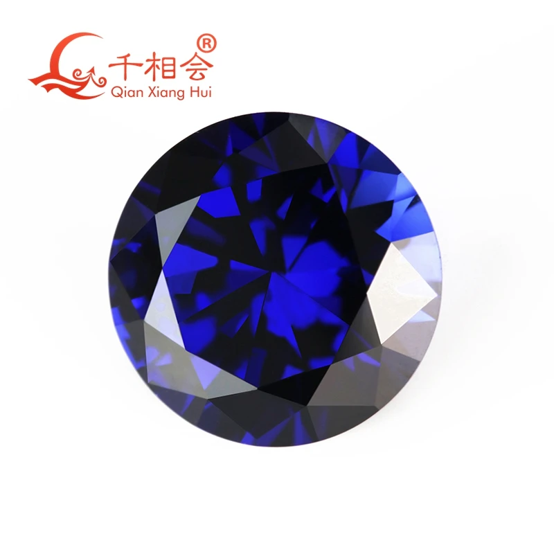 3.5mm to 12mm  34# dark  blue  and 33# light blue color round shape artifical sapphire  corundum  loose stone