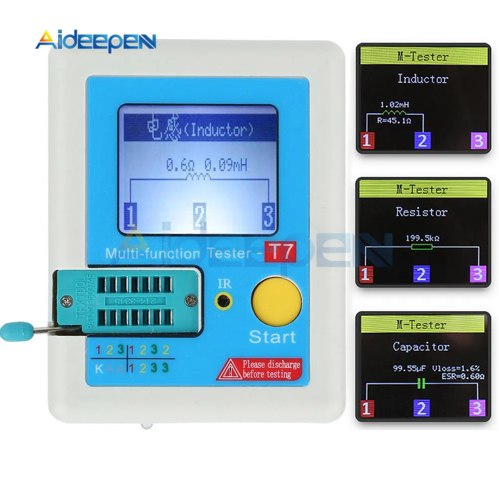 LCR-T7 T7 Transistor Tester Tft Diode Triode Capaciteit Meter Lcr Esr Meter Npn Mosfet Ir Multifunctionele Tester Multimeter