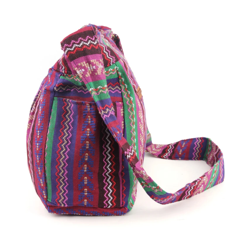 Annmouler Women\'s Bag Quality Crossbody Bag Large Capacity Tribal Bag Multi-pockets Cotton Purse Bohemian Style Hobo Bag