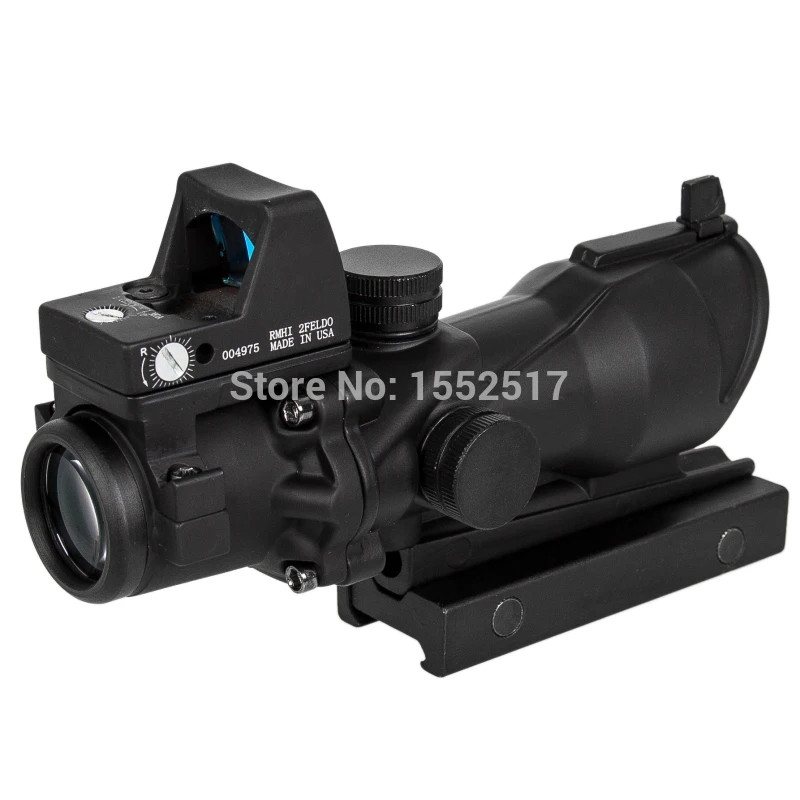 Imagem -02 - Trijicon 4x32 com Mira de Ferro 20 mm Tecelão Picatinny Ferroviário Montagens Caça Rifle Tático Scope com Rmr Ponto Vermelho