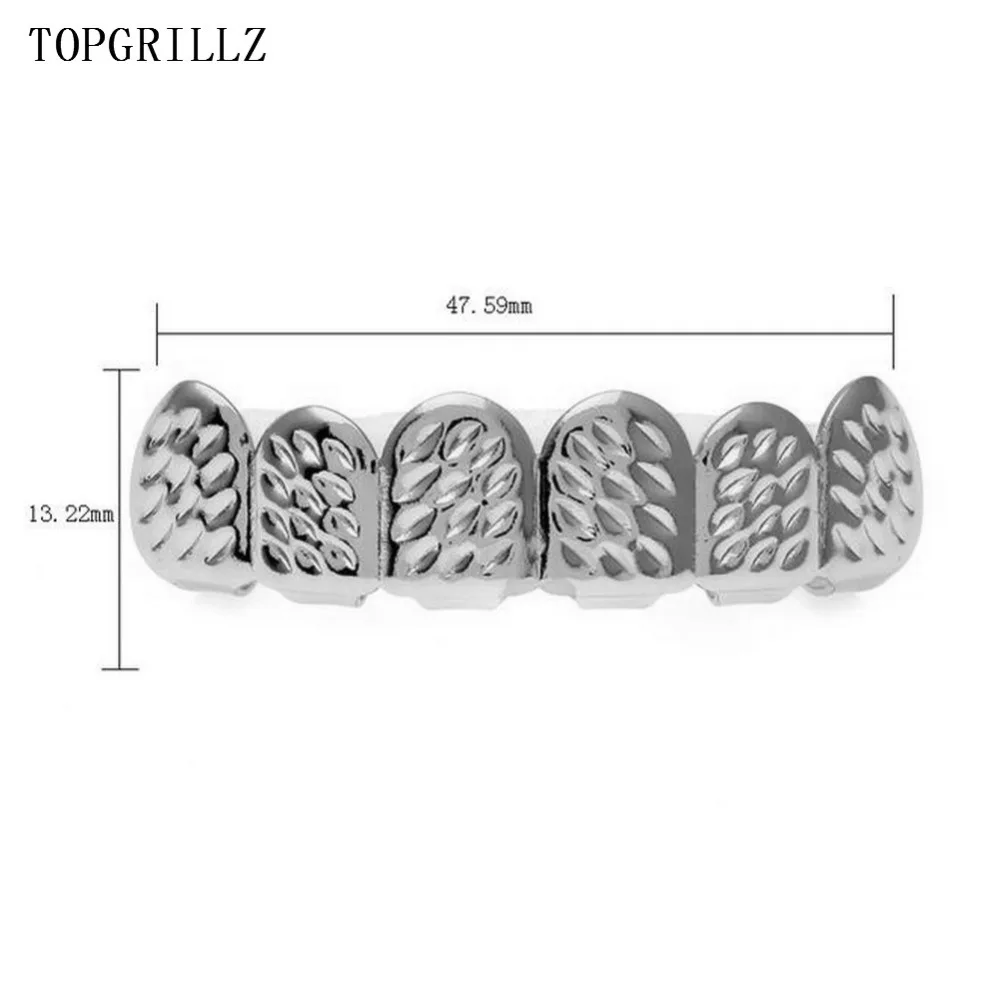 TOPGRILLZ New Fit Gold Color Plated HipHop D-Cut Teeth Grillz Caps Top&Bottom Grill Set for Christmas Party,Women,Men