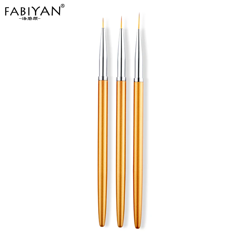 3Pcs/Set Nail Art Liner Painting Pen Brush Metal Gold Gel UV Polish Tips Flower 3D Design Manicure Pedicure Drawing DIY Tool Kit