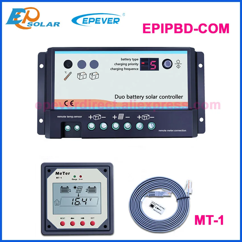 EPever 20A 10A Dual Battery Solar Controller 12V 24V High efficient PWM Charging Regulator Opt Remote Display MT-1 Temp Cable