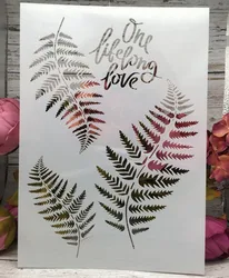 A4 Leaves Words DIY Layering Stencils Wall Painting Scrapbook Coloring Embossing Album Decorative Paper Card Template