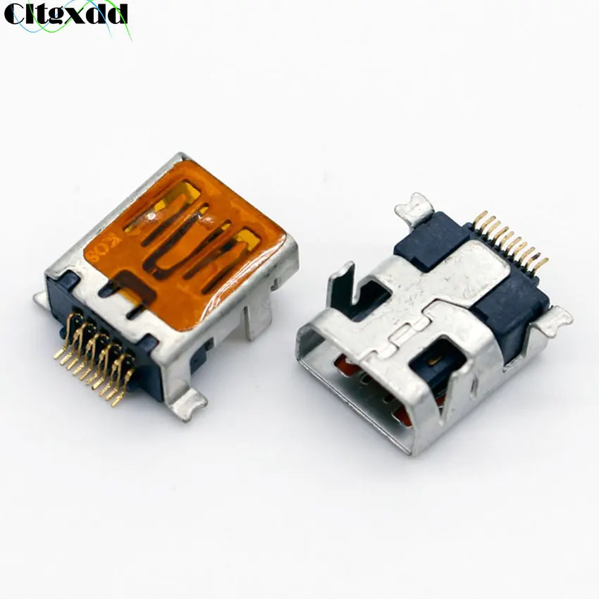 

cltgxdd 10~100pcs Female Mini USB jack socket connector Type B 10 Pin SMT SMD DIP V3 port for mobile phone etc,long type