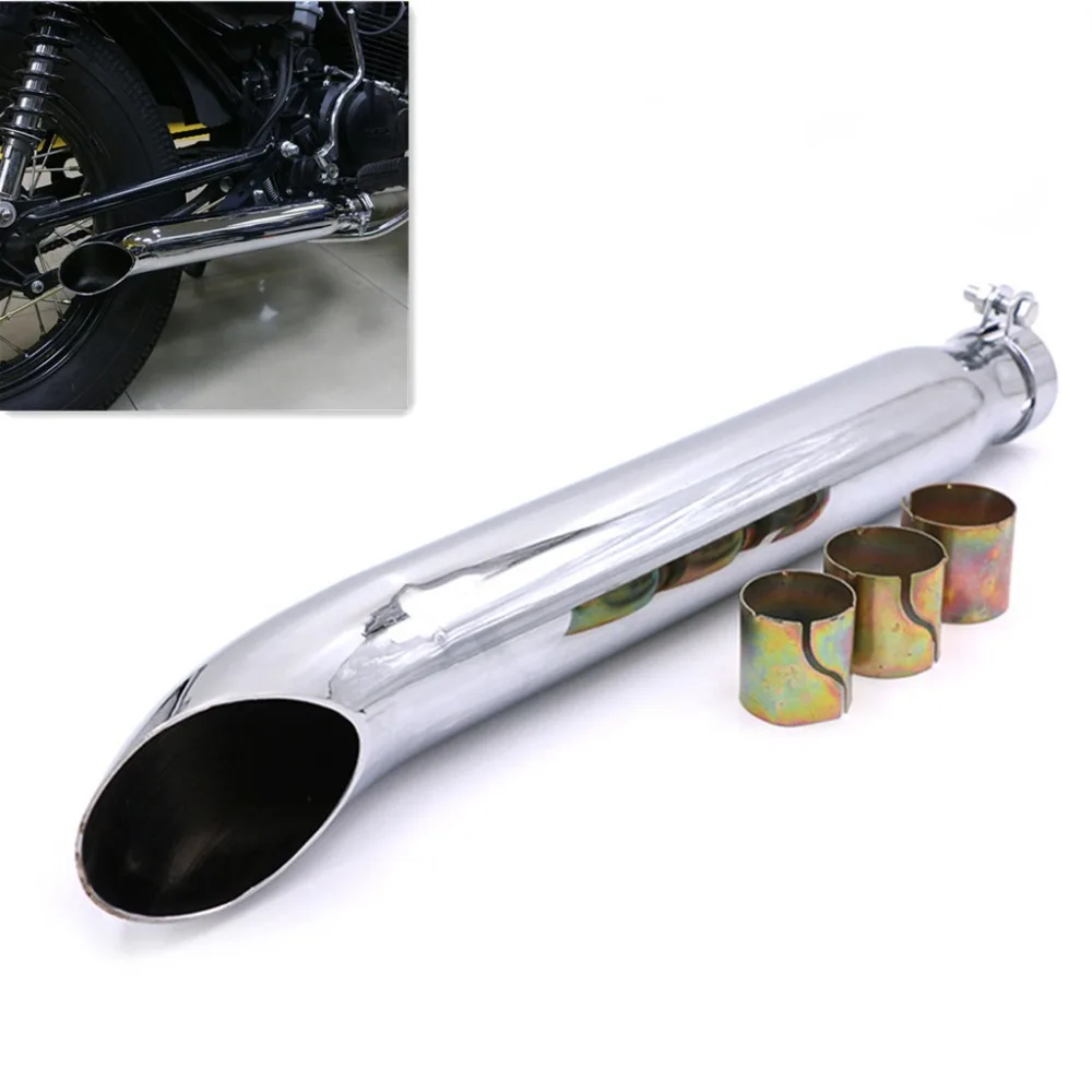 Universal Motorcycle Retro Chrome Muffler Exhaust pipe Vertical Pressure Case For Harley XL883 1200 For honda CG EN125