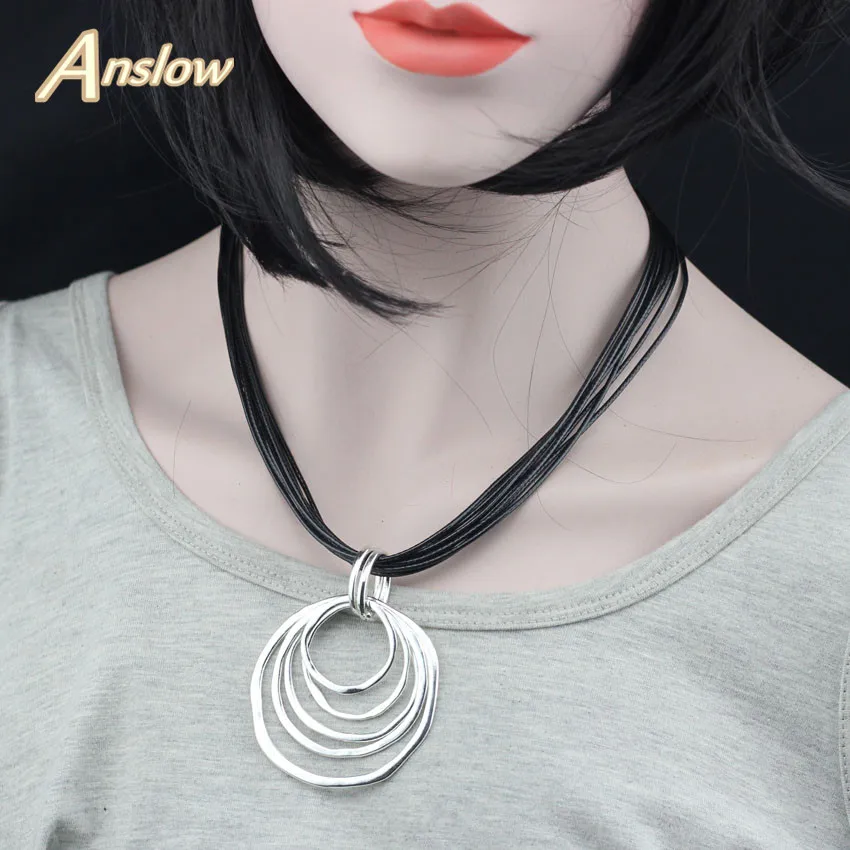 Anslow 2018 Design Fashion Jewelry Multilayer Round Chokers For Women Collar Statement Necklace Pendant Black Friday