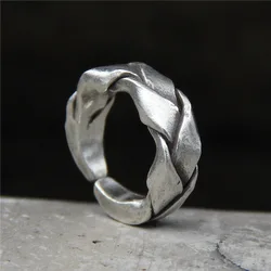 BOCAI NEW S925 Silver Jewelry Handmade Thailand Domineering Tail Ring For Men and Women Weave Restoring Ancient Ways