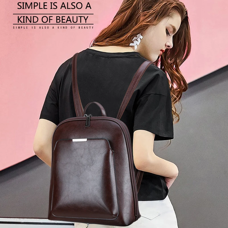 Vintage Backpack Female Brand Leather Women\'s backpack Large Capacity School Bag for Girls Leisure Shoulder Bags for Women 2024