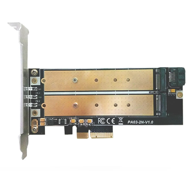 

PCI-E 4X to M2 SSD Adapter B Key M key M.2 NGFF NVME SSD PCI-E Dual Interface Card LED Low Profile Bracket Support 2230-22110 M2