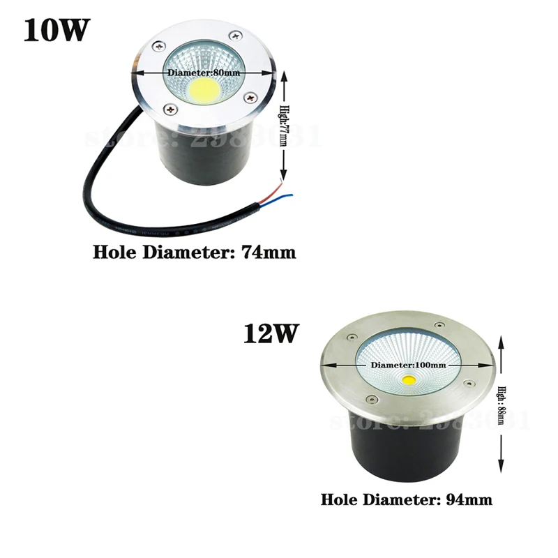 방수 LED 지하 조명 3W 5W 10W 12W, 지상 정원 경로 플로어 램프 야외 매장 마당 풍경 조명