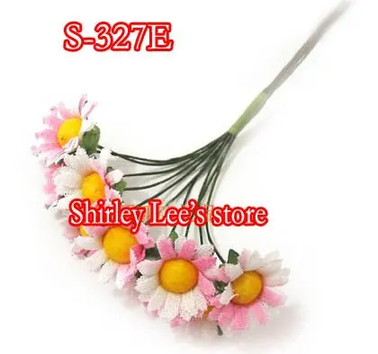 Wholesale--144 BUNCHES=1440 Fabulous Two-Tone Fabric Daisy Bunch IN PINK And White,Favour Box Decoration