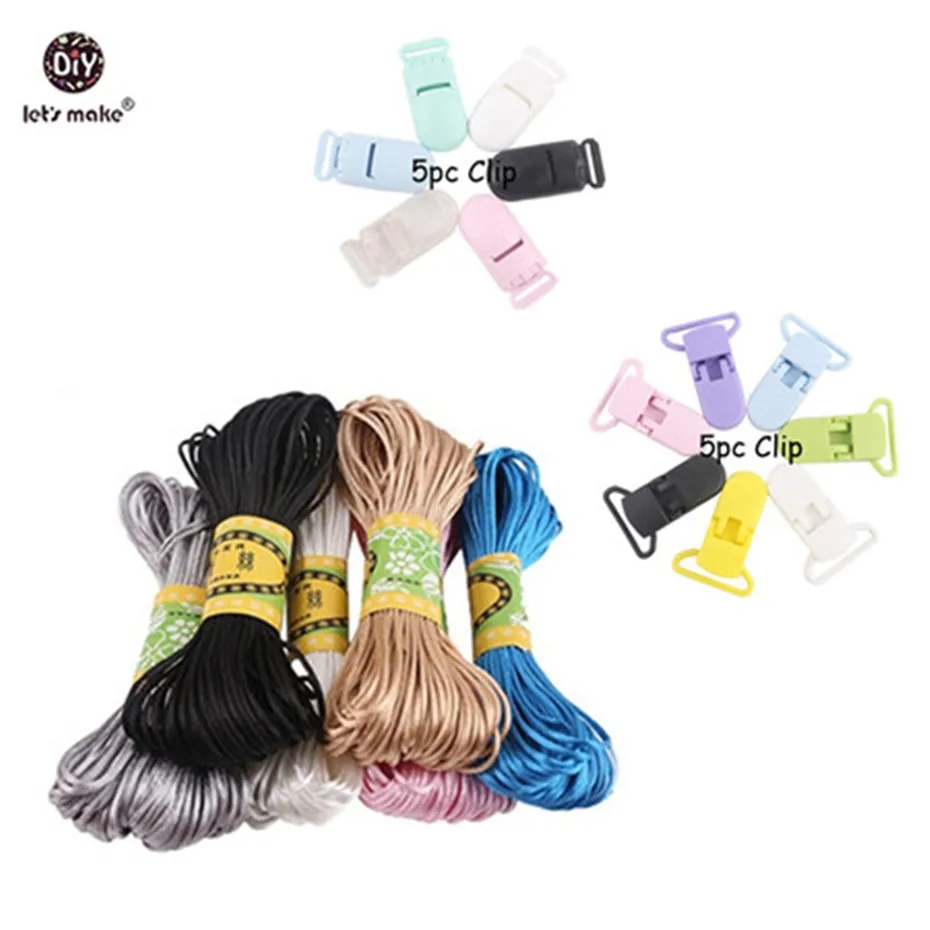 Let's Make Nylon Rope 20M/Lot Satin Cords 1mm DIY String Accessary Findings Silicone Teething Plastic Clip Baby Teether Toys