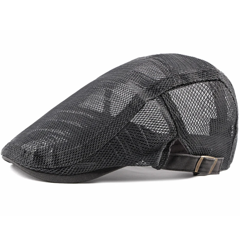 HT2215 Beret Spring Summer Men Women Cap Adjustable   Flat Cap Breathable Mesh Cap for Men Women Solid Plain Beret Cap