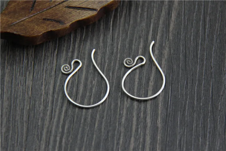 1 pair 100% 925 Sterling Silver Fashion Earring Hooks Simple Handmade Craft Silver Ear Wire Hooks DIY Jewelry Making Findings
