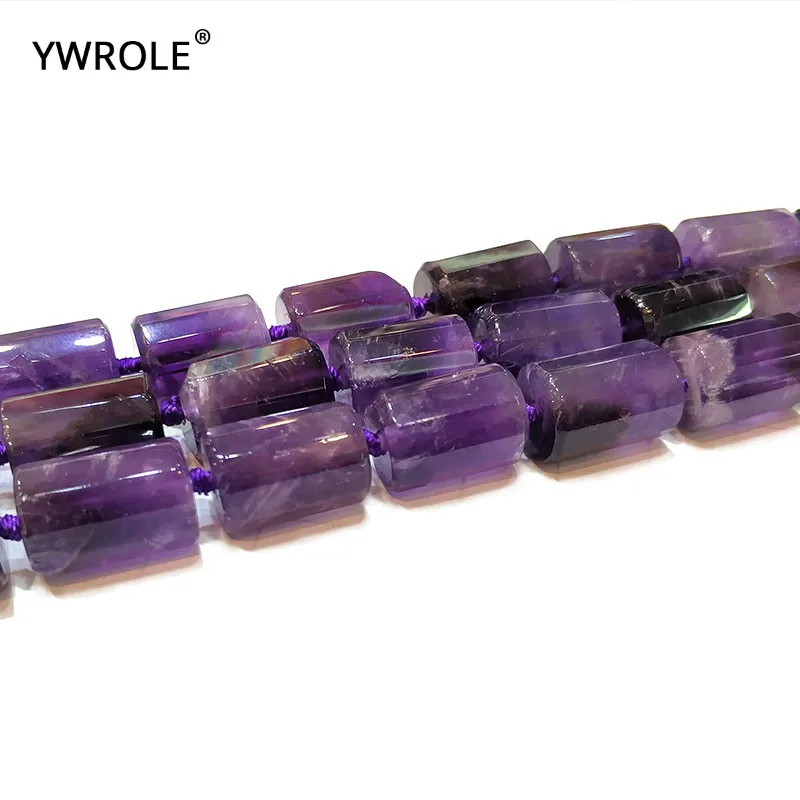 Natural Amethysts Purple Quartz Cylindrical Shaped Facted Beads For Jewelry Making DIY Bracelet Necklace  11*16 mm Strand 15