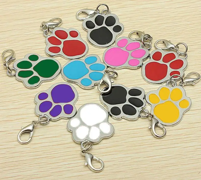 

8 Colors Cat Dog Pet Name Brand Key Ring ID Card Keychain Puppy Paw Print Pendant Key Holder Wholesale Dog Tag SN1948