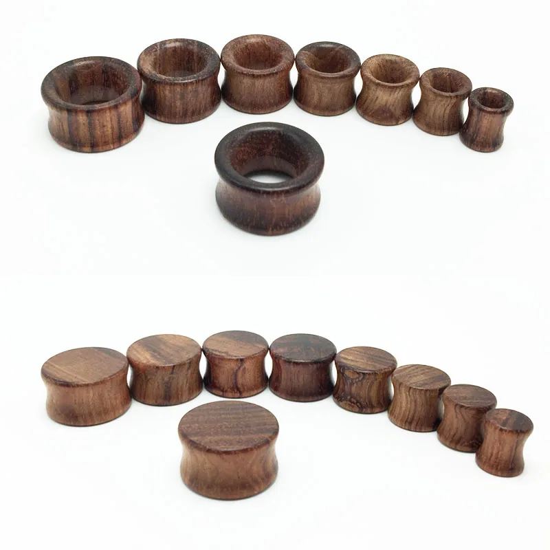 2pcs fashion flesh tunnels ear plugs big gauge piercing expander brown Bubinga rose wood 8mm - 20mm pircing body jewelry for men