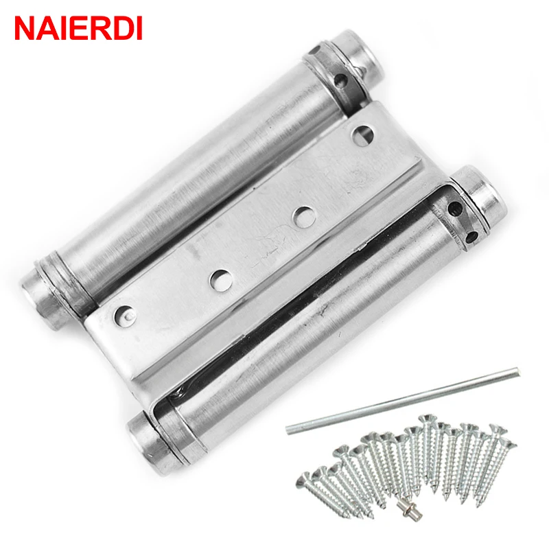 

2PCS NAIERDI 3-5 Inch Double Action Spring Door Hinge Stainless Steel Rebound Hinges For Cafe Swing Western Furniture Hardware