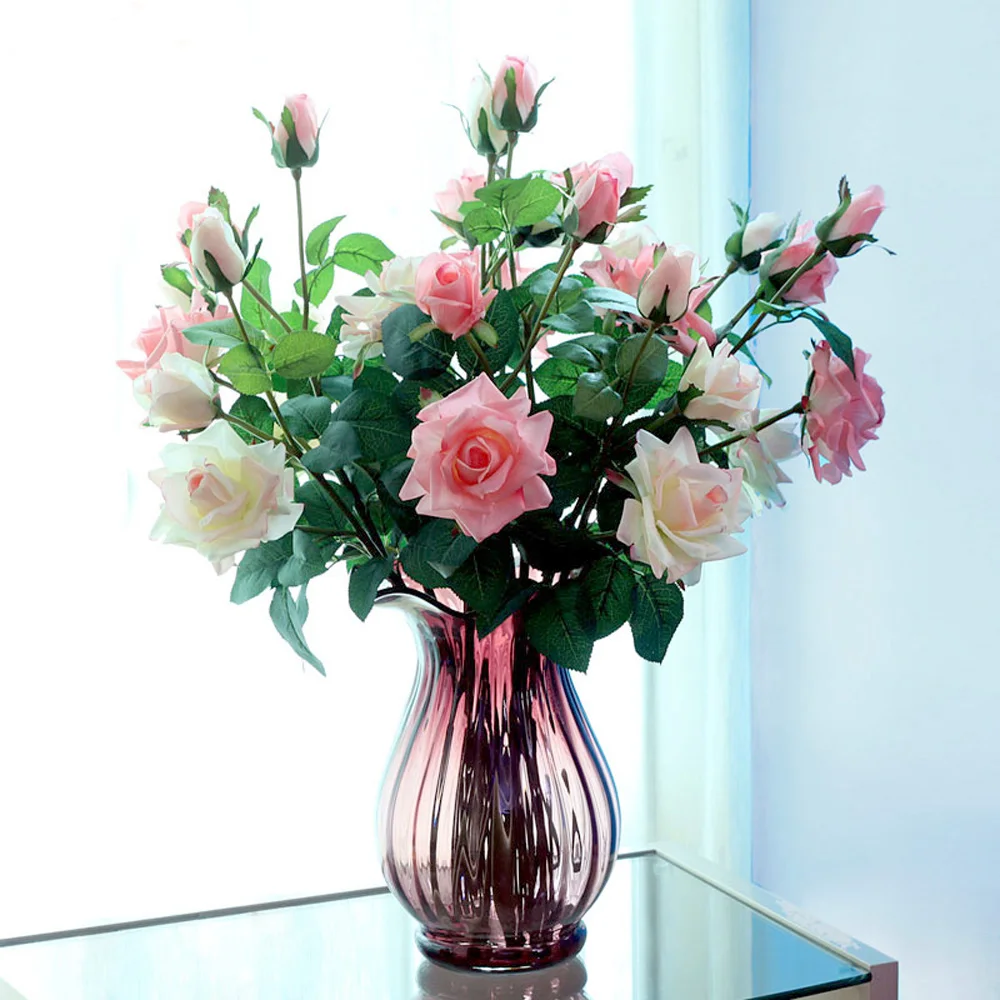 

1 branch have 3 flowers artificial flower bouquets Real Touch artificial rose bouquets