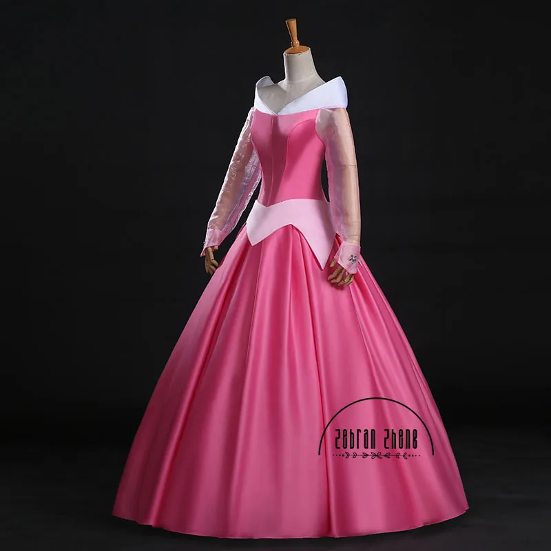Top Quality ! Aurora Princess Cosplay Costume Pink Dress For adult Girl Women Halloween Party Costume Dress