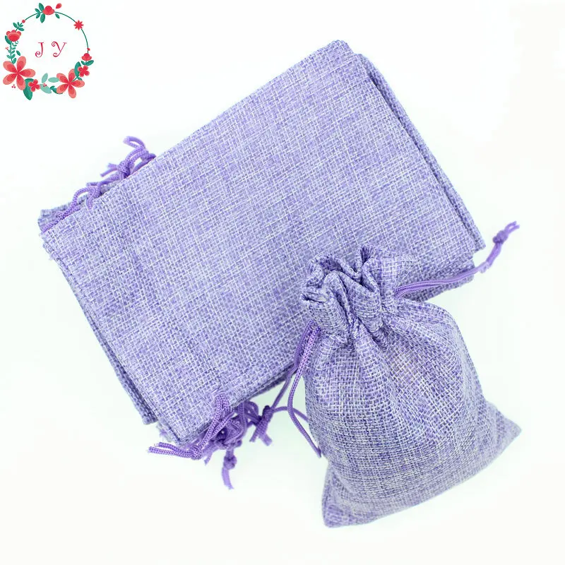 50pcs/lot Blank Linen Bags Lavender Fabric Wedding Favor Pouches 15*10cm Drawstring Jewelry Sachet Gift Bags Free Shipping