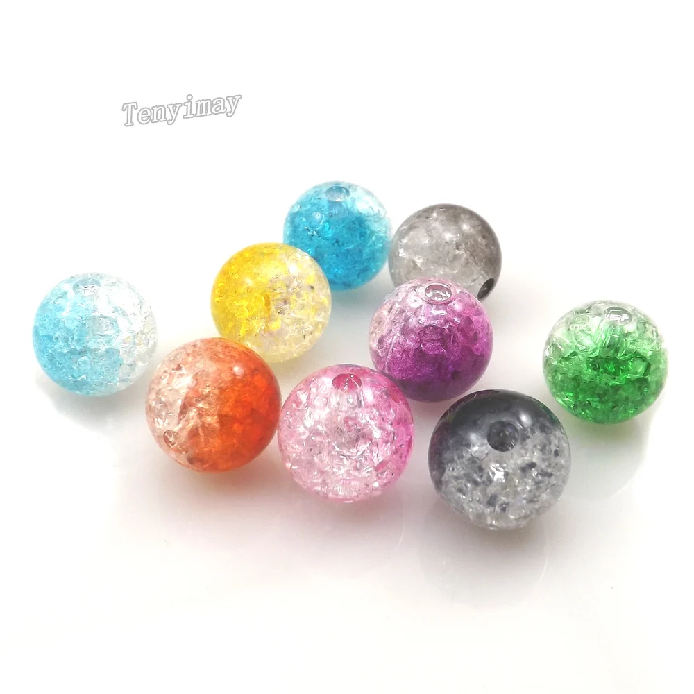 

500pcs/lot 12mm Mixed Gradient Color Cracked Acrylic Beads For Jewelry DIY