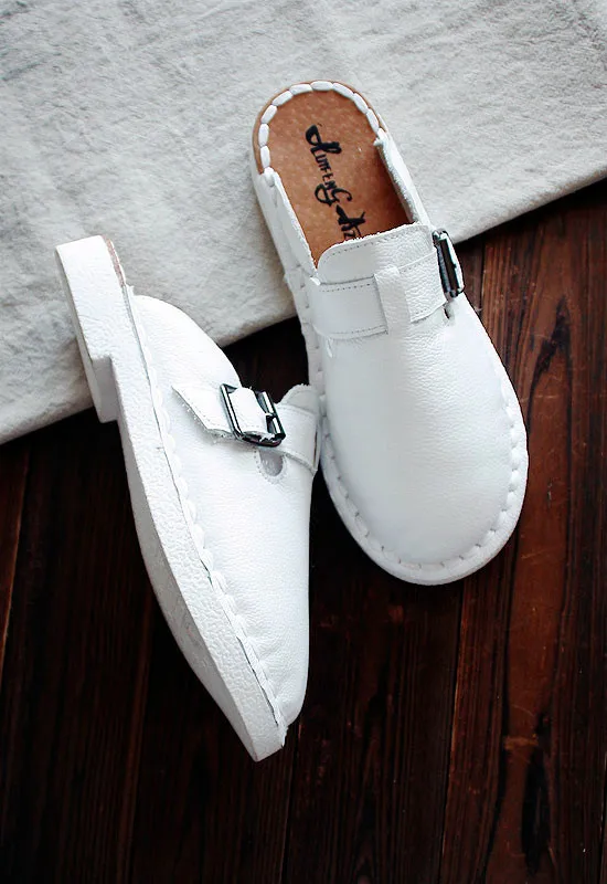 Careaymade-Genuine Leather slippers ,handmade Flats Shoes comfortable, fashion white summer shoes , low to help casual shoes