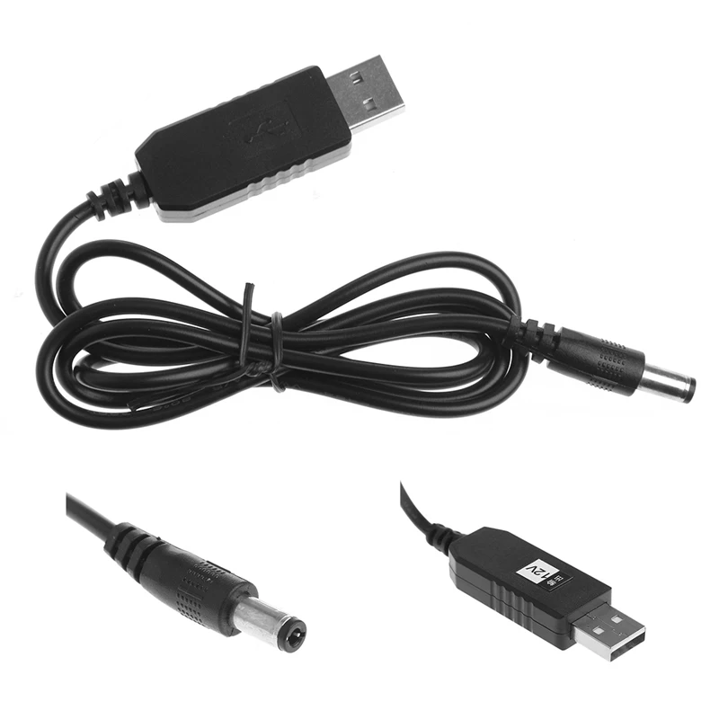 USB DC 5V To DC 12V 2.1x5.5mm Male Step-Up Converter Adapter Cable For Router 95AD