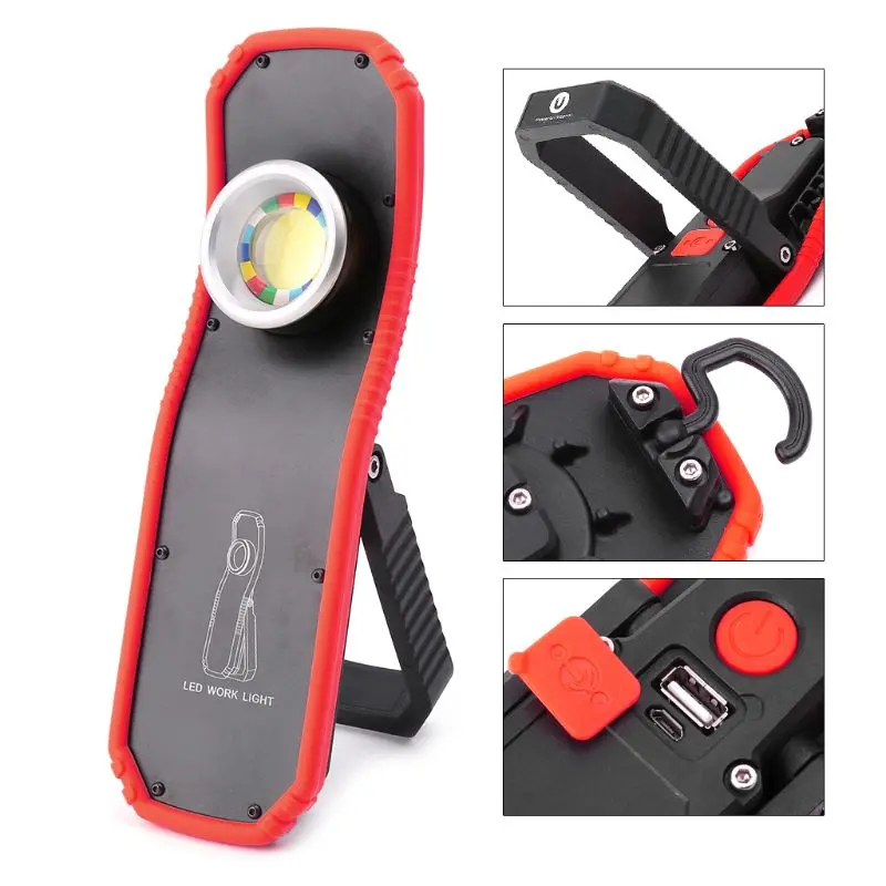 60W Portable Flashlight Torch USB Rechargeable LED Work Light COB Lantern Hanging Outdoor Camping Hook Lamp Light