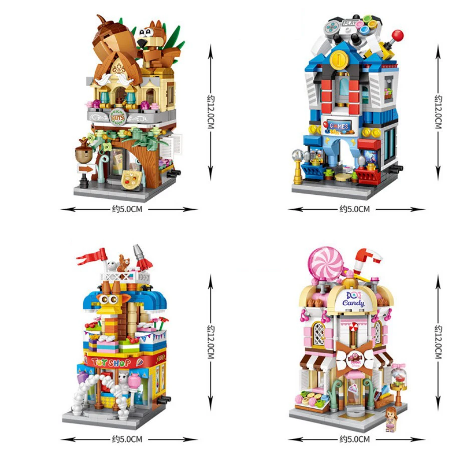 Creative City Street View Mini Block Nuts Candy Sweet Shop Toyshop Game Room Building Bricks Educational Toys For Children Gift