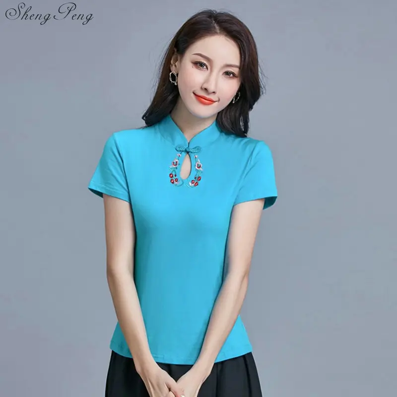 Traditional Chinese Clothing For Women Tang Chinese Style Tops Short Sleeve Summer Red Cheongsam Top Vetement 5XL 6XL Q703