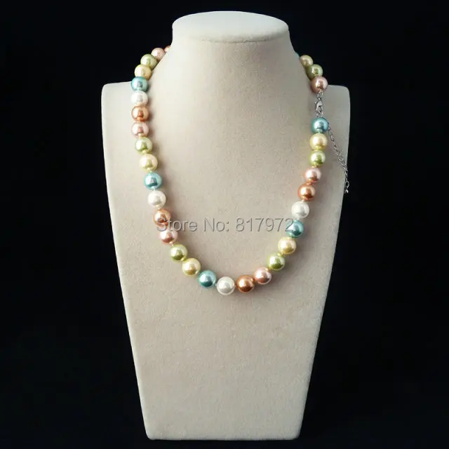 

10mm Elegant Colorful Natural South Sea Shell Pearl Necklace Fashion Highlight Bead Necklaces Jewelry