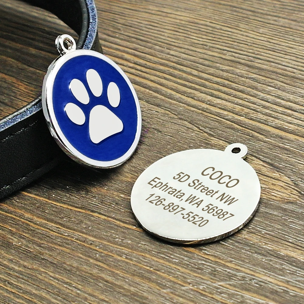 Round Paw Dog ID Tag Personalized Pet Tag Anti-lost Cat Kitten Puppy Tags Pet Collars Pendant Accessories Dog Name Tags