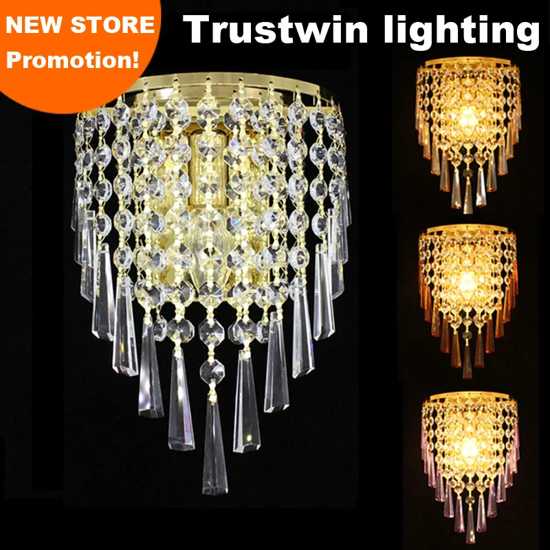 Luxury European classic glass crystal wall light lamp LED option decorative foyer living room bedroom bedside wall light fixture