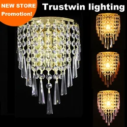 Luxury European classic glass crystal wall light lamp LED option decorative foyer living room bedroom bedside wall light fixture