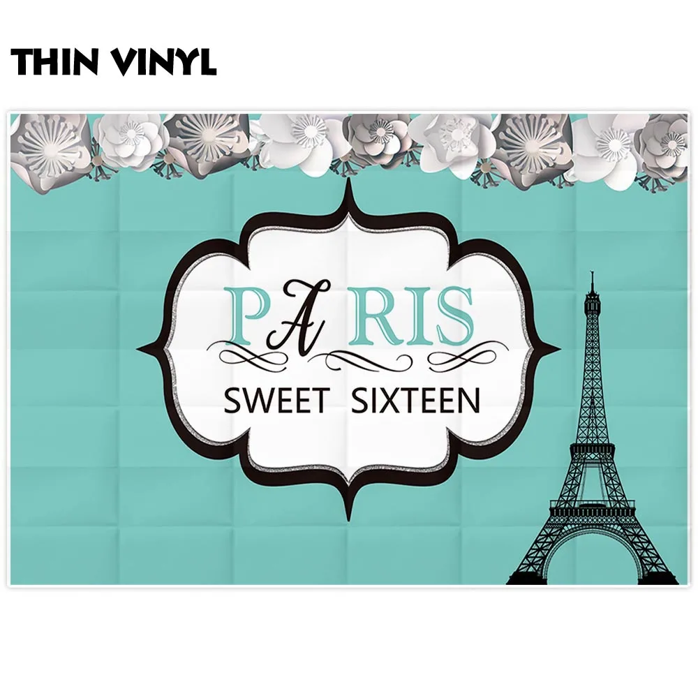 Funnytree ستة عشر عيد ميلاد التصوير خلفية باريس برج ايفل الإطار الزهور خلفية للحفلات للتصوير الفوتوغرافي