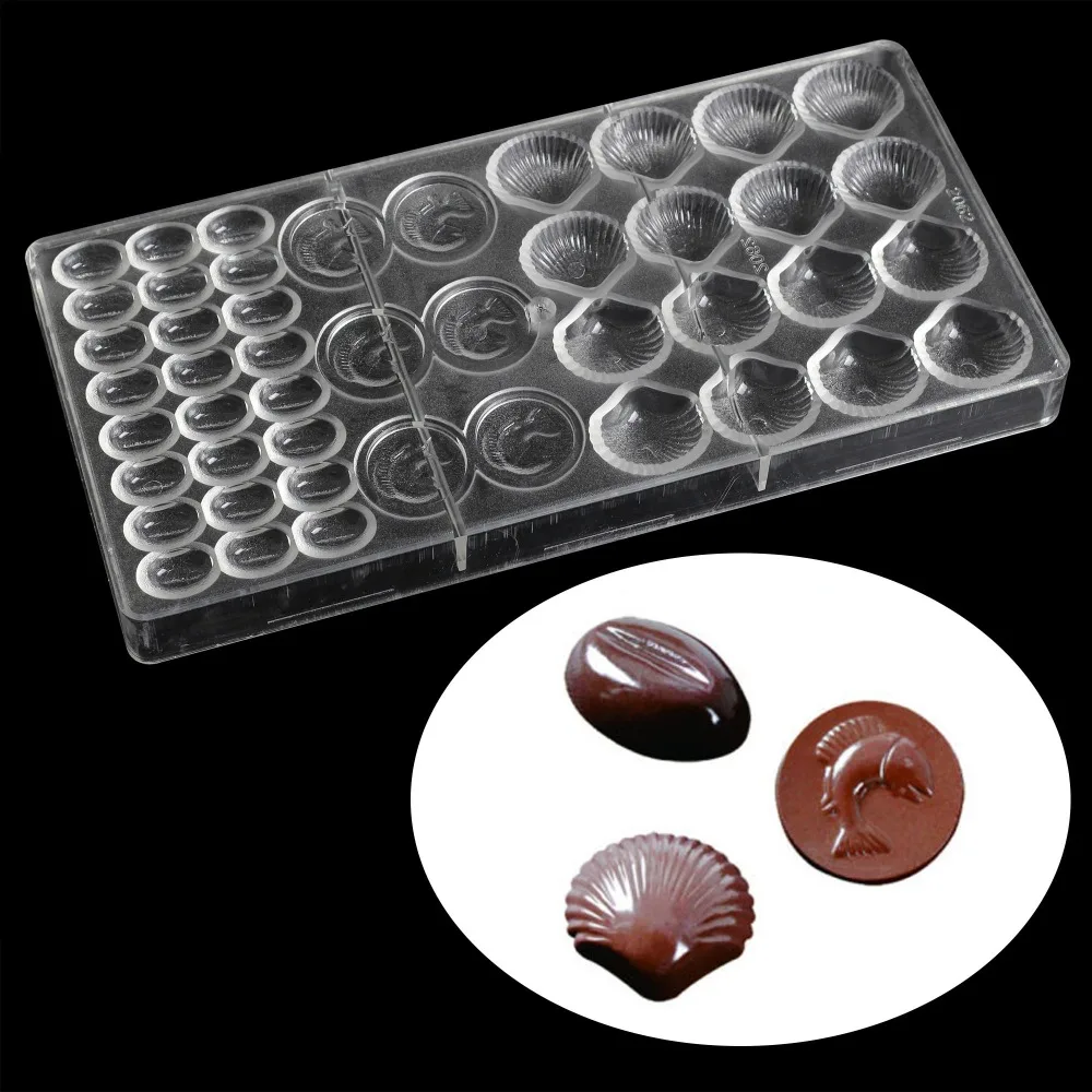 3D Shell Shape Polycarbonate Chocolate Mold Sweet Candy Pudding Jelly Mould  Diy Baking Confectionery Tools