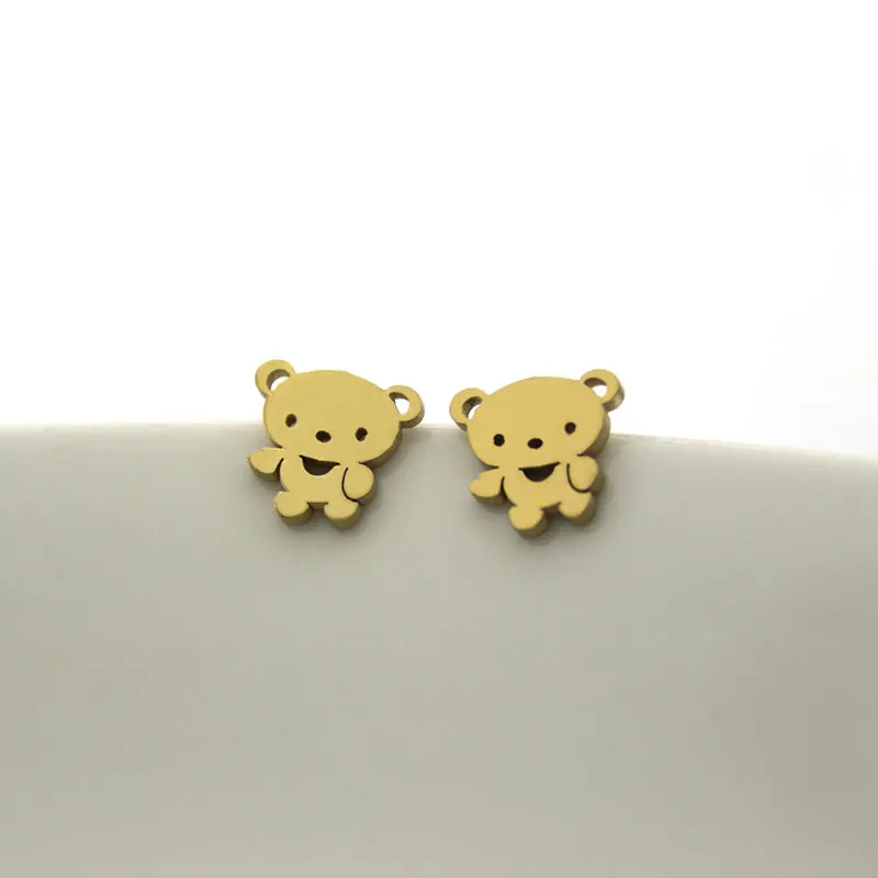 1 مجموعة مجوهرات من صلب لا يصدأ مجموعة ليتل تيدي بير قلادة أقراط المصوغات مجموعات النساء الاطفال مهرجان هدايا #2