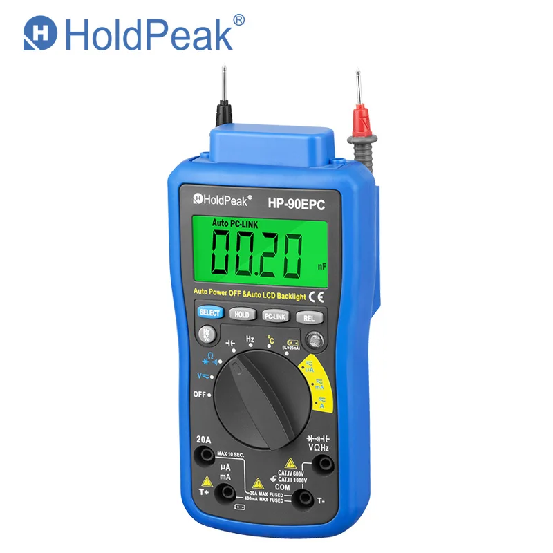 HoldPeak-Multímetro Digital USB, Testador de Temperatura, Interface DMM USB, Suporte PC, Corrente de Tensão AC/DC, C/F, HP-90EPC