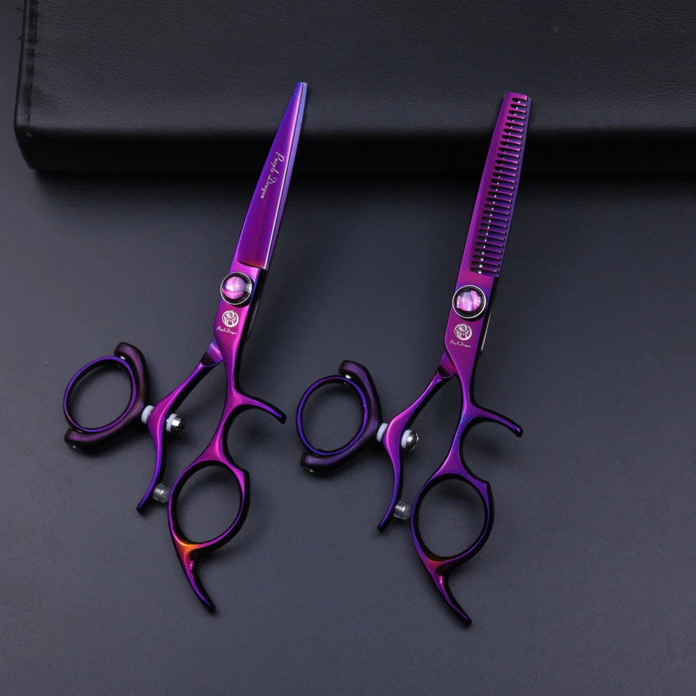 6 inch Hot Titanium Purple Flying Shears Swivel Thumb Shears Rotary Hair Scissors Hairdressing Fly Scissors Hairdresser Suppli