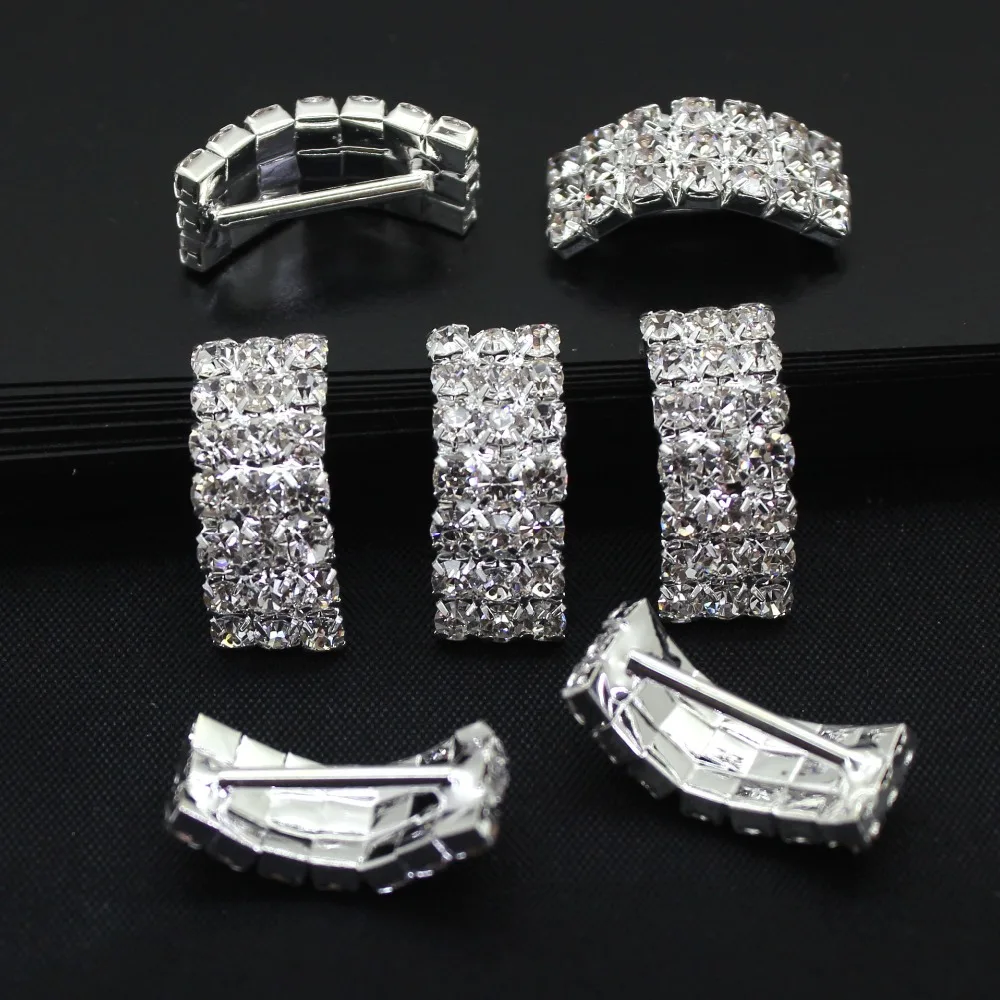 

Shiny Diamond Napkin Clasp Arc DIY Costumes and Hair Ornaments, Handmade Material, Row Diamond Buckle, 9*20mm 50Pcs