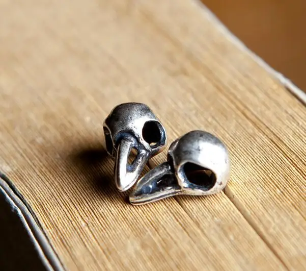

Unique Punk Solid 925 Sterling Silver Stud Earrings Bird Head Skull Charm Earrings Animal Jewelry Allergy Free