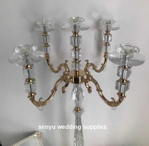 5pcs)New tall H70cm/100cm crystal acrylic candle holders crystal candelabras for weddings  senyu0299