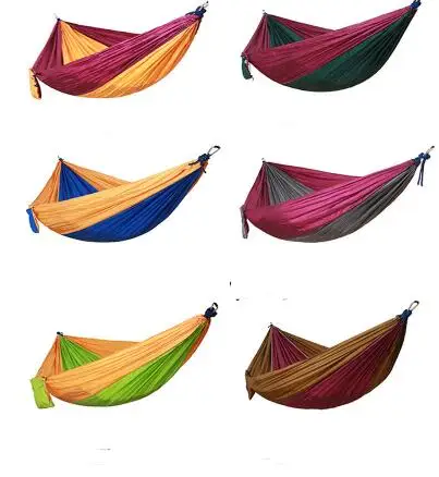 

50pcs Portable Nylon Parachute Double Hammock Garden Outdoor Camping Travel Survival Hammock Sleeping Bed For 2 Person lin4652