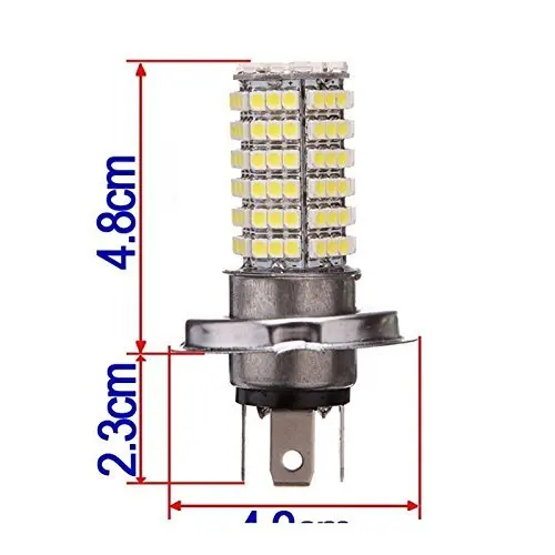 Kit 2 12V Lampada Led Automotiva H4 120 Leds 6000k Farol Carro