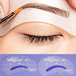 4pcs C style makeup eyebrow stencils eye brow drawing guide card kit shaping template styling tools